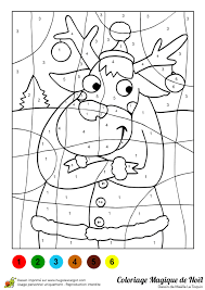 Dessin à colorier d'un joyeux renne de Noël
