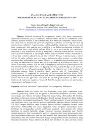 3) peserta didik melakukan refleksi atas pembelajaran yang telah dilaksanakan. Pdf Analisis Evaluasi Kompetensi Dalam Buku Teks Siswa Bahasa Indonesia Kelas Vii Smp