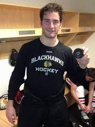Brandon saad (born october 27, 1992) is an american professional ice hockey forward currently playing for the st. Chicago Blackhawks Twitterissa Brandon Saad Poses With The Puck From His First Nhl Shocker He Won The Belt Too Blackhawks Congratssaad Http T Co Nxkuhxdd