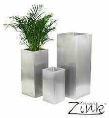 Embossed footed planters, antique silver, set of 3 houzz $ 283.00. Zinc Silver Steel Metal Tall Cube Planter Garden Indoor Plant Pot Inserts Choice Ebay
