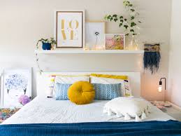How to make a custom 3 shelf bed headboard can be full twin queen king Bedroom Storage Shelves Above The Bed Storage Apartment Therapy
