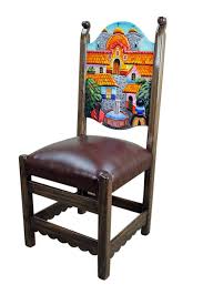 Rustic Mexican Pueblito Painted Chair Handpaintedfurniture Painting Old Chairs Mexican Chairs Old Chairs