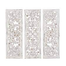 Kelly Clarkson Home 3 Piece Carved Ornate Wall Decor Set Flower Wall Decor Wood Panel Walls Wood Wall Decor