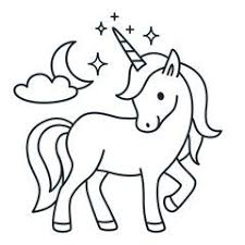 Cute Unicorn With Purple Mane Simple Cartoon Vector Illustration Simple Flat Line Doodle Icon Contempor Unicorn Coloring Pages Unicorn Drawing Unicorn Outline