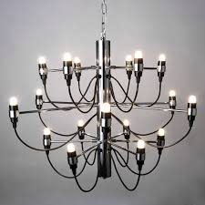 Mid Century Modern Chandelier In Chrome 18 30 50 Lights Suspension Pendant Chandelier For High Ceiling Entryway Foyer Dining Room Chandeliers