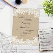 Rustic Wedding Invitation Template Printable Lace Diy Wedding Invita Wedding Invitation Templates Rustic Wedding Invitation Templates Wedding Invitations Diy