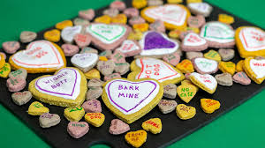 The designers at robot food created the brightly colored dog treat packages for bocce's baked biscuits to look like a box of crackers or cookies that people would buy for themselves. Say I Ruff You With Our Conversation Hearts For Dogs Recipe The Dog People By Rover Com