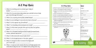 Do you know the secrets of sewing? A Z Question Pop Quiz For Kids A Z Words Cfe First Level