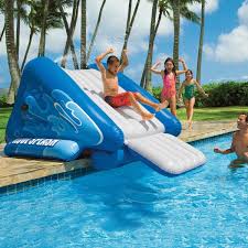 Splish And Splash On This Awesome Intex Water Slide This Inflatale Water Slide Comes With 8 Heavy Duty Handles A Swimming Pool Toys Pool Toys Pool Accessories