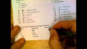 Students will be able to describe the various characteristics of matter. Classifying Matter Worksheet Youtube