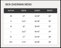 13 Complete Ben Sherman Size Chart Men