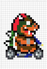 Bowser Mario Kart Pixel Art Grille Fond Blanc En 2020 Pixel Art Mario Kart Piste De Danse