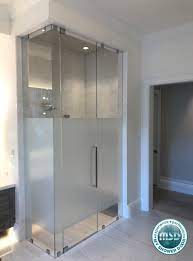 Heres A Shower Idea If You Looking To Have A Frameless Shower Door But Want Some Privacy This Is T Shower Doors Frameless Shower Doors Bathroom Redecorating