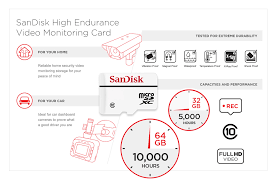 Sandisk High Endurance Video Monitoring Microsd Card 64gb