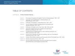 table of contents chapter 4 0 trends in hospital financing