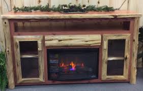 Click to add item chimneyfree™ mollie 24 midnight cherry mantel. Rustic Log Tv Cabinet With Electric Fireplace From Dutchcrafters