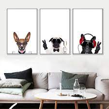 Wall art ideas are everywhere and you just have to find the one that matches your personality and highlights the best parts of your home. Haochu Fashion Rock Dog Wall Art Decorative Poster Modern Canvas Painting No Frame Home Decor Living Room Quadros Modern Canvas Painting Wall Art Decorpainting Modern Aliexpress