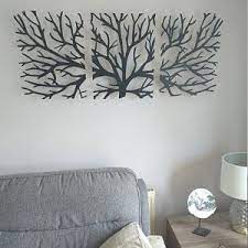 Metal Wall Art Decor 3d Sculpture 3 Piece Tree Brunch Modern Fireplace Decor Tree Of Life Metal Wall Art Decor Large Metal Wall Art Modern Fireplace Decor