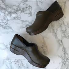 Dansko Leather Clogs Olive Green Size 37