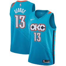 Oklahoma City Thunder 13 Paul George Swingman Basketball Jersey Blue Ebay Basketball Jersey Basketball Uniforms Design Sports Uniform Design
