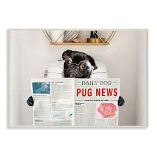 5.0 out of 5 stars. Stupell Home Decor Bathroom Pug Daily Toilet Briefing Dog Humor Wall Art