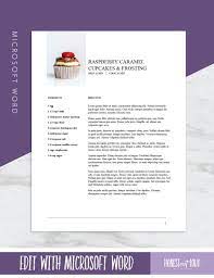 Auf diesen vorlagen gibt es ein feld für die zutaten und eines für die zubereitung. Microsoft Word Rezept Vorlage Druckbare Us Buchstabe 8 5 X Etsy