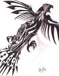 Different gradients of black create a richly shaded look, in this tribal hawk tattoo. Pin By Jordan Prudnick On Tattoos Hawk Tattoo Tribal Bird Tattoos Tribal Tattoos