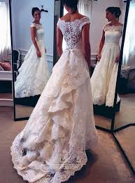 Da die große hochzeit ins wasser. Durchsichtige Rucken Naturliche Taille A Linie Spitze Brautkleid 7kleid Com