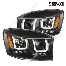 Anzo U Bar Projector Headlights Black 2006 2008 Dodge Ram 1500 06 09 2500 3500 Projector Headlights Dodge Ram Dodge Ram 1500