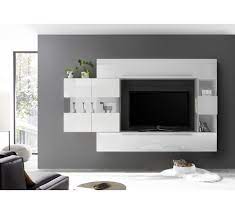 A travers ses vitrines, l'éclairage led bleu vous fera plonger dans une atmosphère lumineuse. Meuble Tv Design Suspendu Laque Blanc Bologna 1124