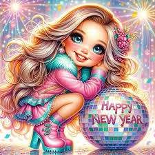 Happy new year illustration of girl