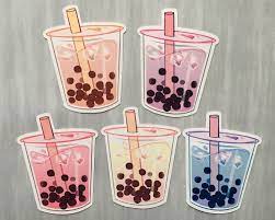 Bubble Tea Boba Aesthetic Sticker Set Of 5 Bubble Tea Boba Bubble Tea Aesthetic Stickers
