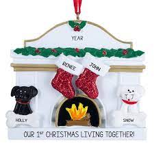 Our friendly customer service team is here to help! First Christmas Living Together Fireplace Couple 2 Dogs Ornament Personalized Ornaments For You