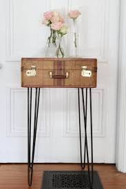 Vintage 1930s Suitcase Table With Hairpin Legs Bar Cart Height Tall Night Stand Suitcase Table Vintage Suitcase Table Vintage Home Decor