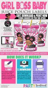 Girl Boss Baby Juice Label Boss Baby Girl Capri Sun Label African American Girl Boss Baby Party Baby Birthday Party Girl Boss Baby Girl 2nd Birthday