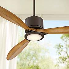 56 Rally Modern Tropical Outdoor Ceiling Fan With Light Led Remote Control Oil Rubbed Bronze Koa Blades Damp Rated For Patio Porch Casa Vieja Amazon Com