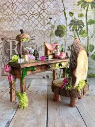 Woodland Fairy Desk Miniature Desk And Chair 1 12 Scale Dollhouse Furniture By Thebracelethouse On Ets Handmade Chair Furniture Miniature Dollhouse Furniture