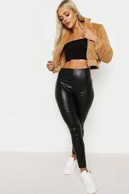 Definitely not your usual plain black leggings featuring a matte leather finish. Black Matte Leather Look Leggings From Lasula On 21 Buttons