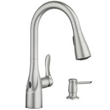 Brushed nickel finish brings the warm look of stainless to your bath Moen Arlo Motionsense Wave Spot Resist Stainless One Handle Pulldown Kitchen Faucet Walmart Com Walmart Com