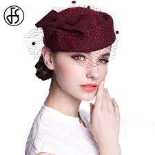 Online Shop Fs 100 Australia Wool Pillbox Hats For Women Fedora With Veil Bow Fascinator Hat Elegant Wedding French Classy Hats Hats For Women Fascinator Hats