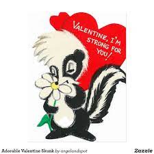 Adorable Valentine Skunk Postcard Vintage Valentine Cards Vintage Valentines Hallmark Cards