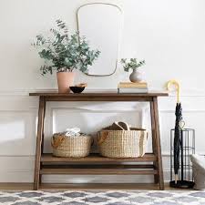 Bring Height And Life Into Your Entryway Your Homea S First Impression With Faux Eucalyptus Ste Reclaimed Wood Console Table Wood Console Table Wood Console