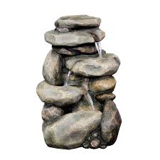 Do not lift or push/drag the water basin to relocate the fountain when itʼs filled with water. Garden Treasures 30 67 In H Resin Rock Waterfall Outdoor Fountain Lowes Com Rock Waterfall Outdoor Fountain Waterfall Fountain