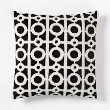 Black And White Accent Pillows Crewel Circle Lattice Pillow Cover Black White West Elm Lattice Pillow White Accent Pillow Black Accent Pillow