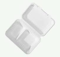 9 x 6" White 2-Compartment Food Container, Sugarcane Bagasse, 230 x 155 x  40/76 mm (500 pcs) - Suitable for Restaurants & Takeaway