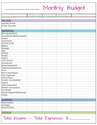 50 Bright Free Monthly Budget Chart