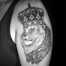 50 Lion With Crown Tattoo Designs For Men Royal Ink Ideas Crown Tattoo Design Crown Tattoo Lion Tattoo Sleeves