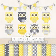 Baby Owl Clip Art Nursery Yellow Gray Baby Shower Clipart Etsy In 2020 Baby Owls Owl Baby Shower Grey Baby Shower