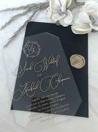 Black And Gold Acrylic Wedding Invitations Pin On Winter Fusion