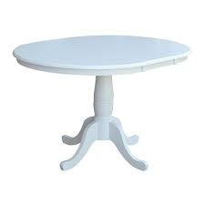 The tall table measures 8.5d x 20h. 36 Kyle Round Top Pedestal Table With 12 Drop Leaf White International Concepts Target